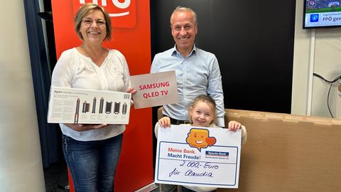 hr3 Tresor-Gewinnerin Claudia mit Familie